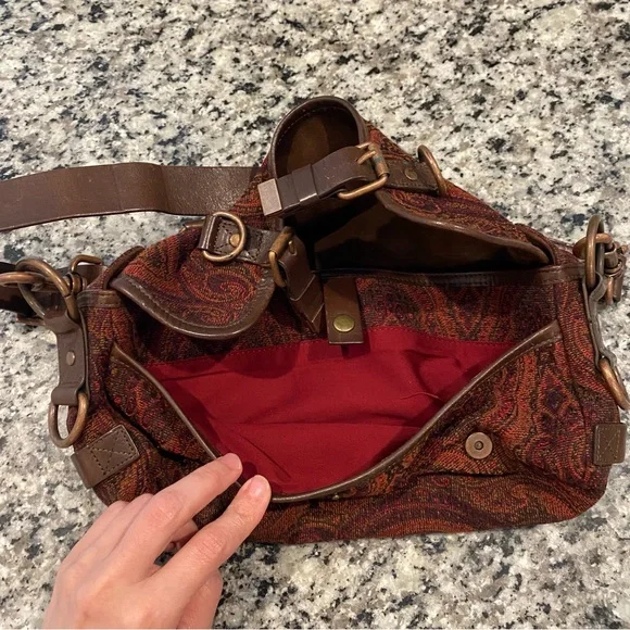 Vintage Cynthia Rowley Tapestry Purse Leather - Picture 5 of 8
